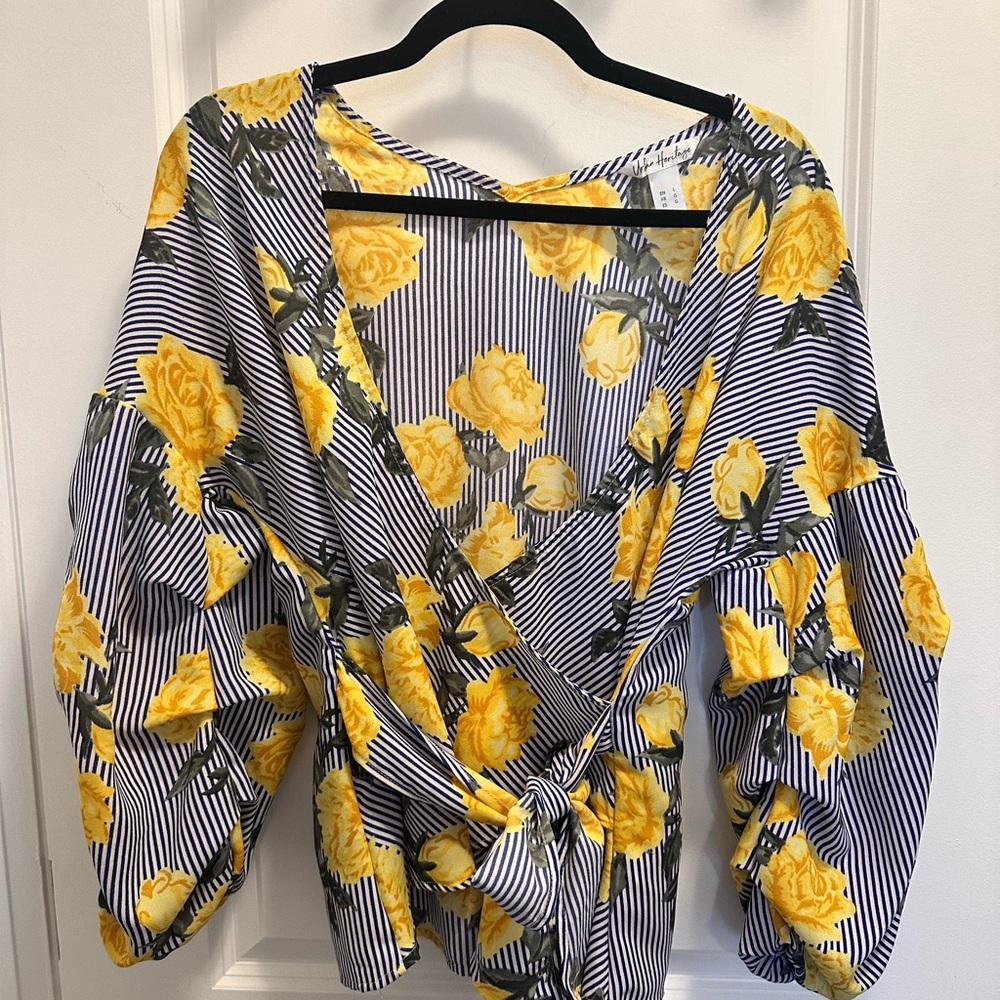 Urban Heritage Yellow Floral Striped Blouse